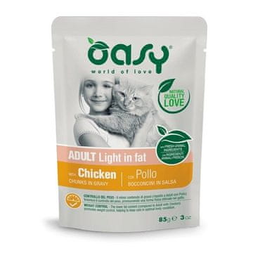 Oasy OASY Chunks in gravy Light in Fat Chicken - mokra hrana za mačke, 85g