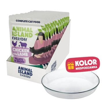Animal ANIMAL ISLAND mokra hrana za mačke, piščanec z jagnjetino v brozgi, 12 x 85g