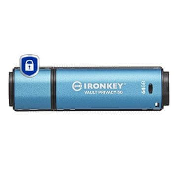 KIN Kingston IronKey Vault Privacy 50 USB ključek 64GB, AES-256 enkripcija, IPX8