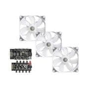 BTS Bitspower Notos RGB PWM ventilator, 120mm, bela, 3-paket