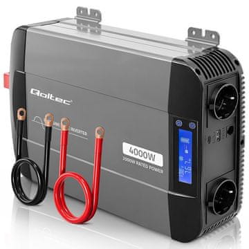 Qoltec Qoltec Pure Sine Wave pretvornik napetosti 12V na 230V, 2000/4000W, LCD, USB, USB-C