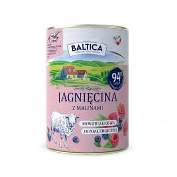 slomart Pasja hrana BALTICA Smaki regionów - jagnjetina z malinami, 400g