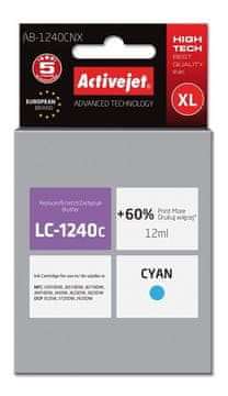 ActiveJet Activejet kartuša AB-1240CNX, cian, 12ml (nadomestna za Brother LC1240C)