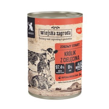 Wiejska Zagroda WIEJSKA ZAGRODA mokra hrana za mačke, kunec z jagnjetino, 400 g