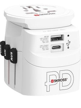 Skross Skross polnilnik za mobilne naprave, bel, 2x USB, 1750 W