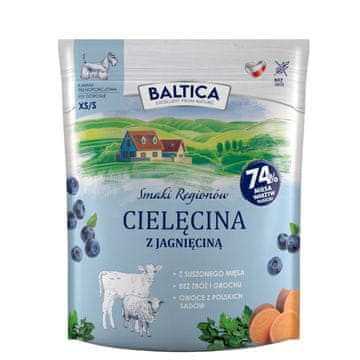 slomart BALTICA Smaki regionów - suha pasja hrana za majhne pasme, teletina z jagnjetino, 1 kg