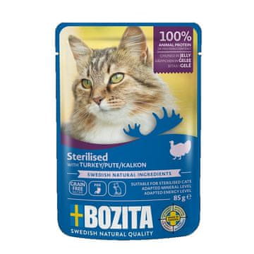 Bozita BOZITA Sterilised Chunks v omaki za sterilizirane mačke, s puranom, 85g