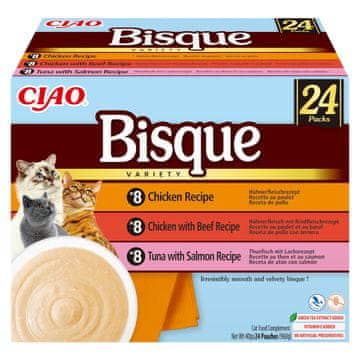 Inaba Poslastica za mačke INABA Ciao Bisque - piščanec, govedina in riba (24x40g)
