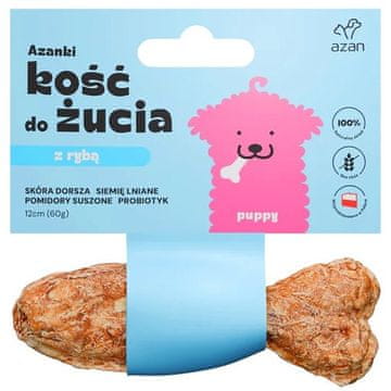 slomart AZANKI Kost iz trske z probiotikom Puppy v obliki ribe – pasja poslastica – 12 cm