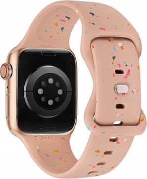 shumee Silikonski športni pašček za Apple Watch 38 mm, mehak, s konfetami, temno bež, Beexi