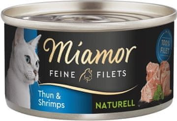 Miamor MIAMOR Feine Filets Naturell Tuna with shrimps - mokra hrana za mačke, 80g