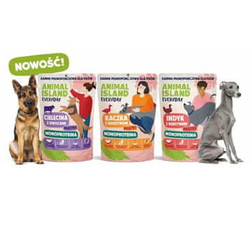 Animal ANIMAL ISLAND Monoproteins Pasja Mokra Hrana - Govedina, Račja, Puranja - 9x300g