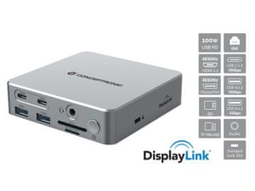Conceptronic Conceptronic DONN25G 15-v-1 priklopna postaja USB 3.2 Gen 2, trojni 4K60Hz