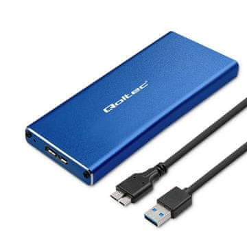 Qoltec Qoltec 51832 ohišje za M.2 SSD disk, SATA, USB 3.0, modro