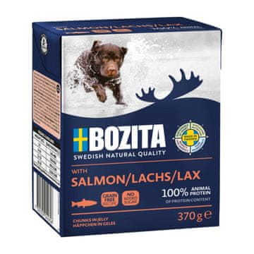 Bozita BOZITA Mesni kosci z lososom v želeju - mokra hrana za pse - 370 g