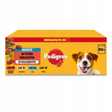 Pedigree PEDIGREE Adult Selection of flavours in jelly - Mokra hrana za pse - 80x100g