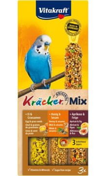 Věka VITAKRAFT Kräcker Mix jajce, marelica, med - priboljšek za papigice - 3 kosi