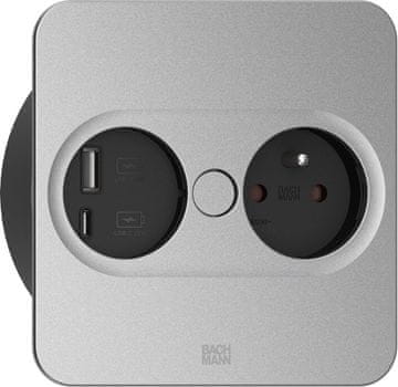 bac Bachmann 946.015 vtičnica Tip E + USB A + USB C, nerjaveče jeklo