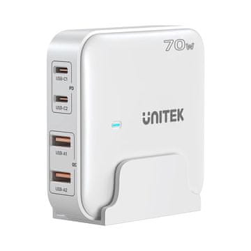 slomart Unitek GaN omrežni polnilnik 70W, 2x USB-C, 2x USB-A, EU vtič