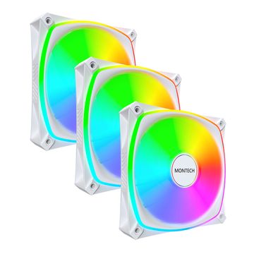 slomart Montech RX120 PRO Ventilator ohišja računalnika 12 cm Bela, komplet 3 kosov z RGB