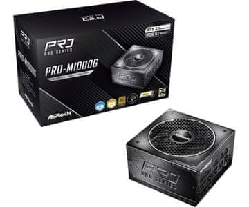 Asr ASRock PRO-M1000G napajalnik 1000W, 80 PLUS Gold, črn
