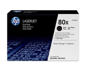 HP 80X 2-paket črnih tonerjev High Yield LaserJet