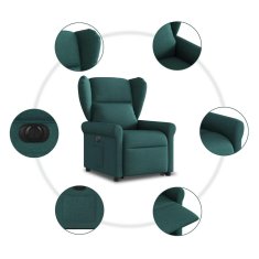 Vidaxl Električni naslanjač s funkcijo vstajanja temno zeleno blago