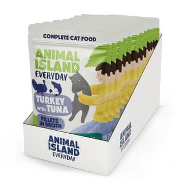 Animal ANIMAL ISLAND mokra hrana za mačke - puran z tuno v omaki, 12x85g