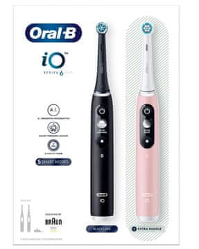 BRA Oral-B iO 6 Rotacijska zobna ščetka Črna, Roza