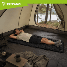 Trizand Samo napihljiva kamping blazina 190 × 60 cm z vgrajeno nožno tlačilko, ultralahka, črna