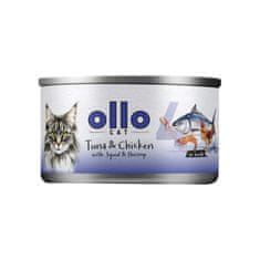 CAT OLLO mokra hrana za mačke, Tuna & Piščanec z lignji in kozicami v omaki, 70g