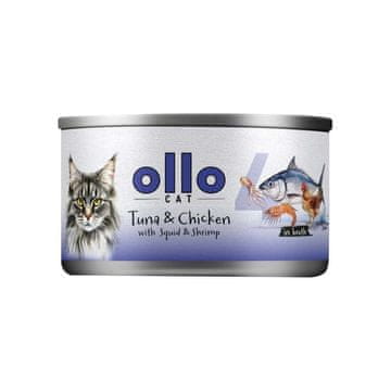 CAT OLLO mokra hrana za mačke, Tuna & Piščanec z lignji in kozicami v omaki, 70g