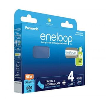slomart PANASONIC ENELOOP AAA polnilne baterije 800 mAh, 4 kosi + etui