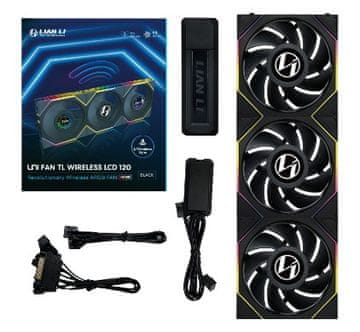Lian Li Lian Li UNI FAN TL LCD 120 mm RGB PWM ventilator, 3-delni komplet, črn