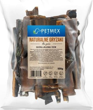 slomart PETMEX Pasja poslastica iz jelenje kože, naravna, 500g