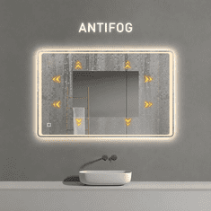 S6 Steklarstvo Šest LED ogledalo S64A, 120x60cm / 60x120cm, 3 barve LED, antifog, dimmer, touch stikalo