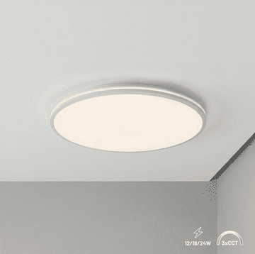Ekolight LED plafonjera CCT IP54 12-18-24W 1920lm bela – nastavljiva moč in barva svetlobe