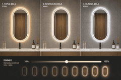 S6 Steklarstvo Šest LED ogledalo S612B , 60x100cm / 100x60cm, ovalno LED kpoalniško ogledalo