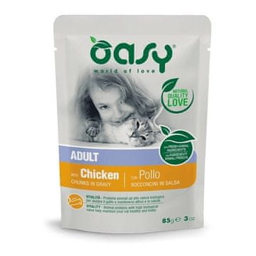Oasy OASY Chunks in gravy Piščanec – mokra hrana za mačke, 85g