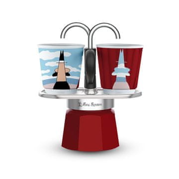 BLT Aparat za kavo Bialetti Mini Express Magritte, 2 skodelici, Rdeča