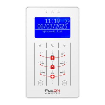 slomart BCS PulsON LCD(BLU)/S WH tipkovnica za alarmni sistem, bela