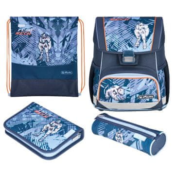 Herlitz Herlitz Loop Plus TechMech šolski set nahrbtnik, deček, poliester, modro-oranžna