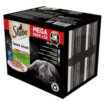 Sheba Sheba Sauce Lover mokra hrana za mačke - piščanec, račje, losos, tuna (32 x 85g)