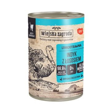 Wiejska Zagroda WIEJSKA ZAGRODA Mokra hrana za mačke, puran z lososom, 400 g