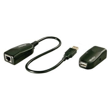Lindy USB 2.0 Cat.6 podaljšek, 50 m, črn