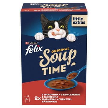 Purina PURINA Felix Original Soup Time - Mokra hrana za mačke, govedina, jagnjetina, piščanec - 6x48g