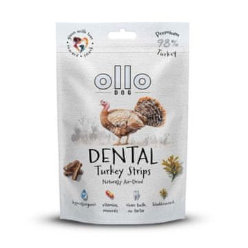 slomart OLLO Air Dried Dental Turkey Strips – pasja poslastica, 80g