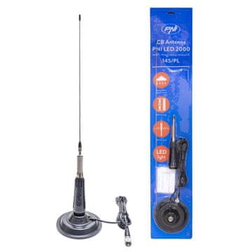 PNI CB antena LED 2000 90 cm, z magnetno bazo 145 mm, 26-28 MHz, 500 Watt, sveti med prenosom