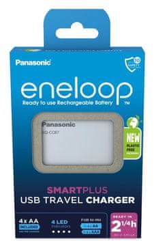 slomart Polnilnik PANASONIC Eneloop Smartplus BQ-CC87 USB + 4x AA 2000 mAh