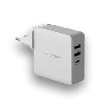 RealPower RealPower DeskCharge-65 potovalni univerzalni 65W USB-C polnilnik (sivi)